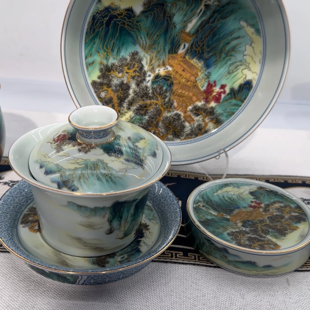 欣***梦五件套套装茶具珐琅彩