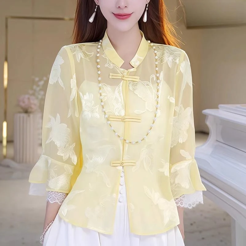 新中式时尚国风年轻款防晒开衫外搭复古盘扣罩衫上衣夏新中式外套