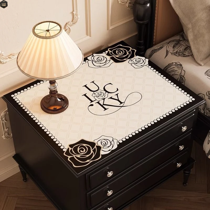 2025法式小香风PU床头柜垫防油防水免洗防尘罩冰箱顶盖垫耐脏遮盖