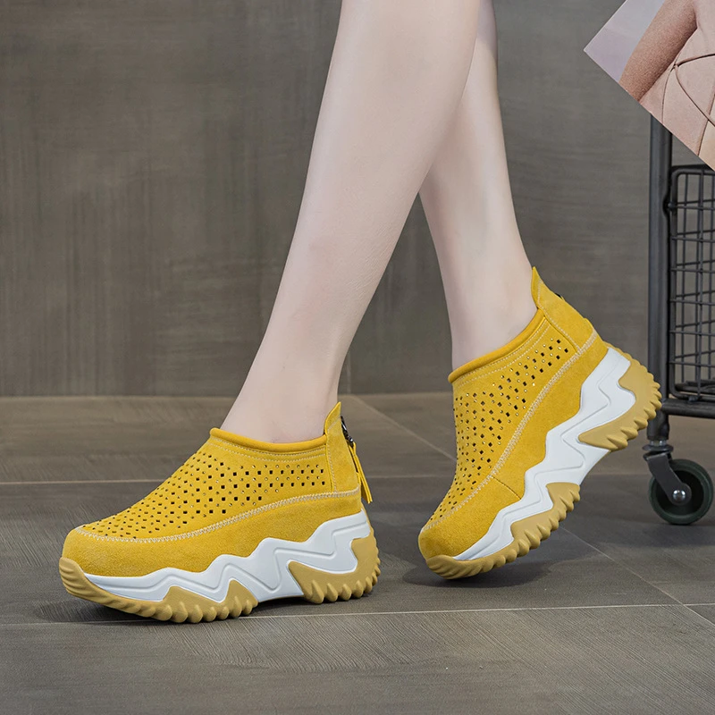 【增高7CM】2025春夏新款爆款洞洞休闲凉鞋透气厚底百搭镂空休闲