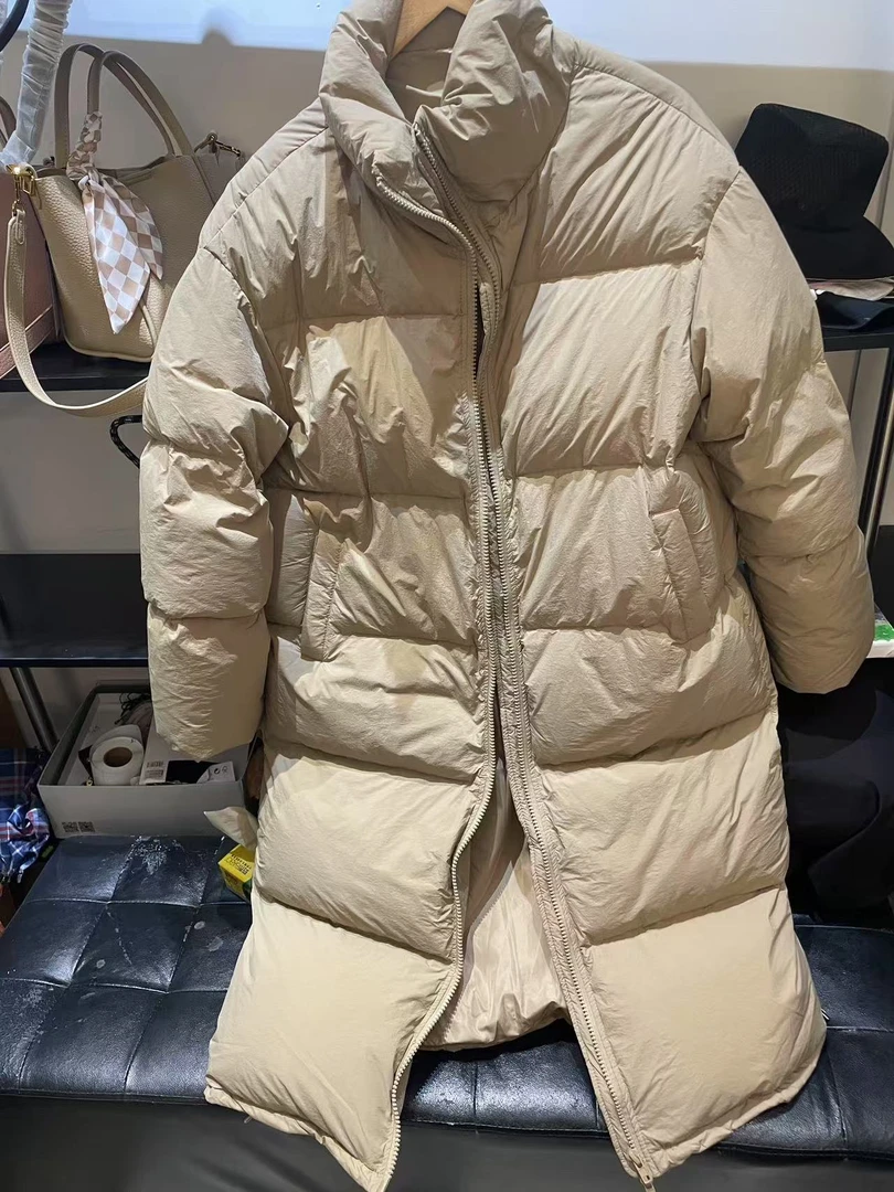 长款厚款女士白鸭绒服长袖设计师