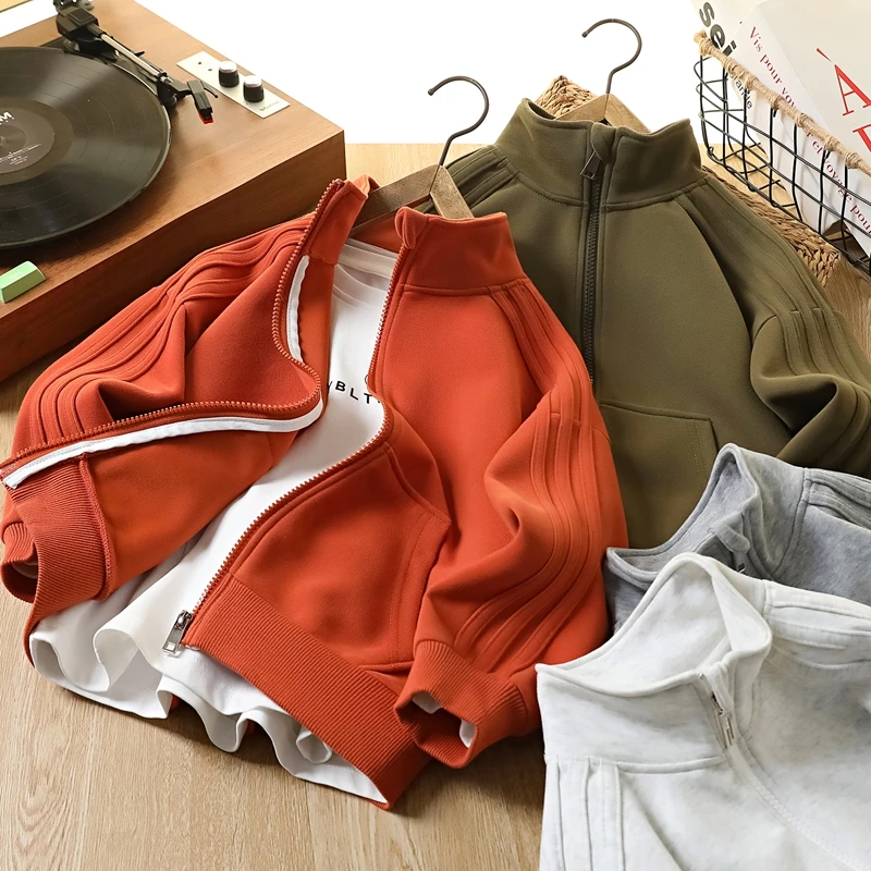 男童秋季新款落肩拉链外套中大童时尚立领拉条运动休闲外套6499