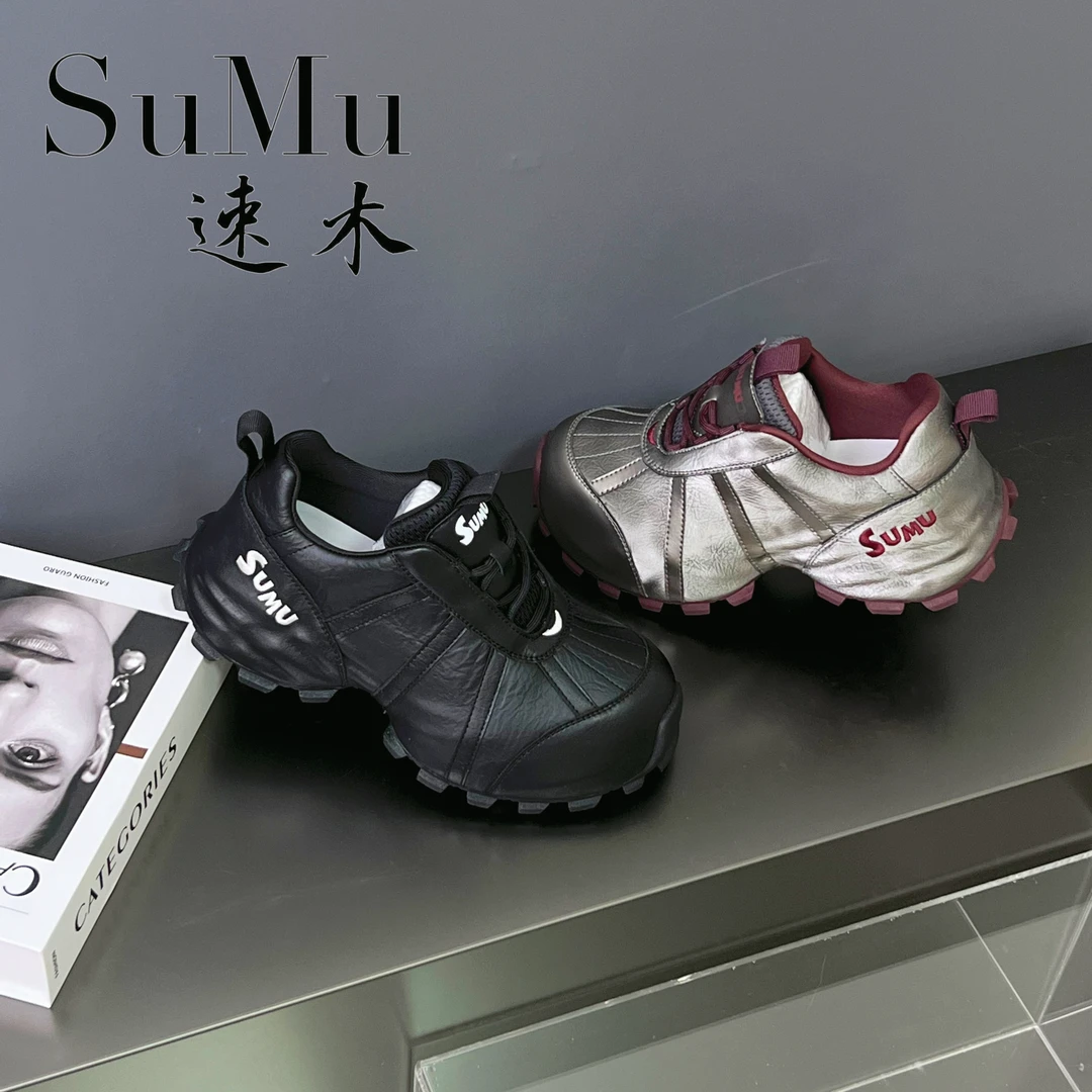 SuMu/速木秋季新款松糕底平跟休闲风系带时尚休闲鞋甜辣千金风女
