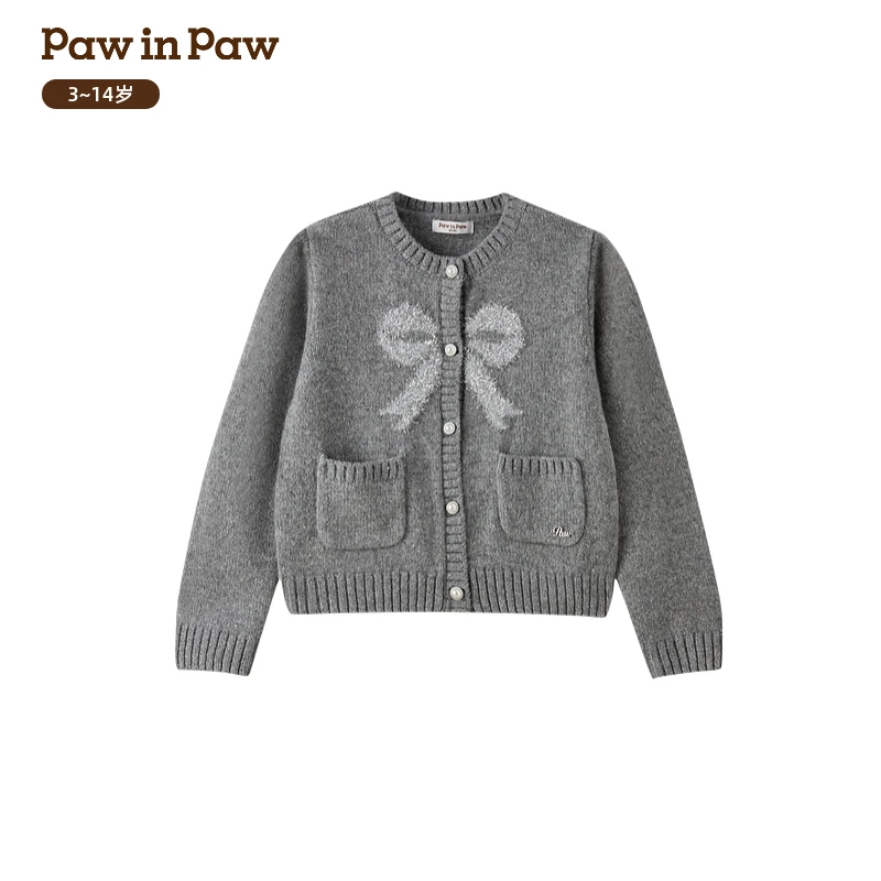 【达人专属】PawinPaw童装25年冬季新款女童毛织开衫圆领CKF4C23E