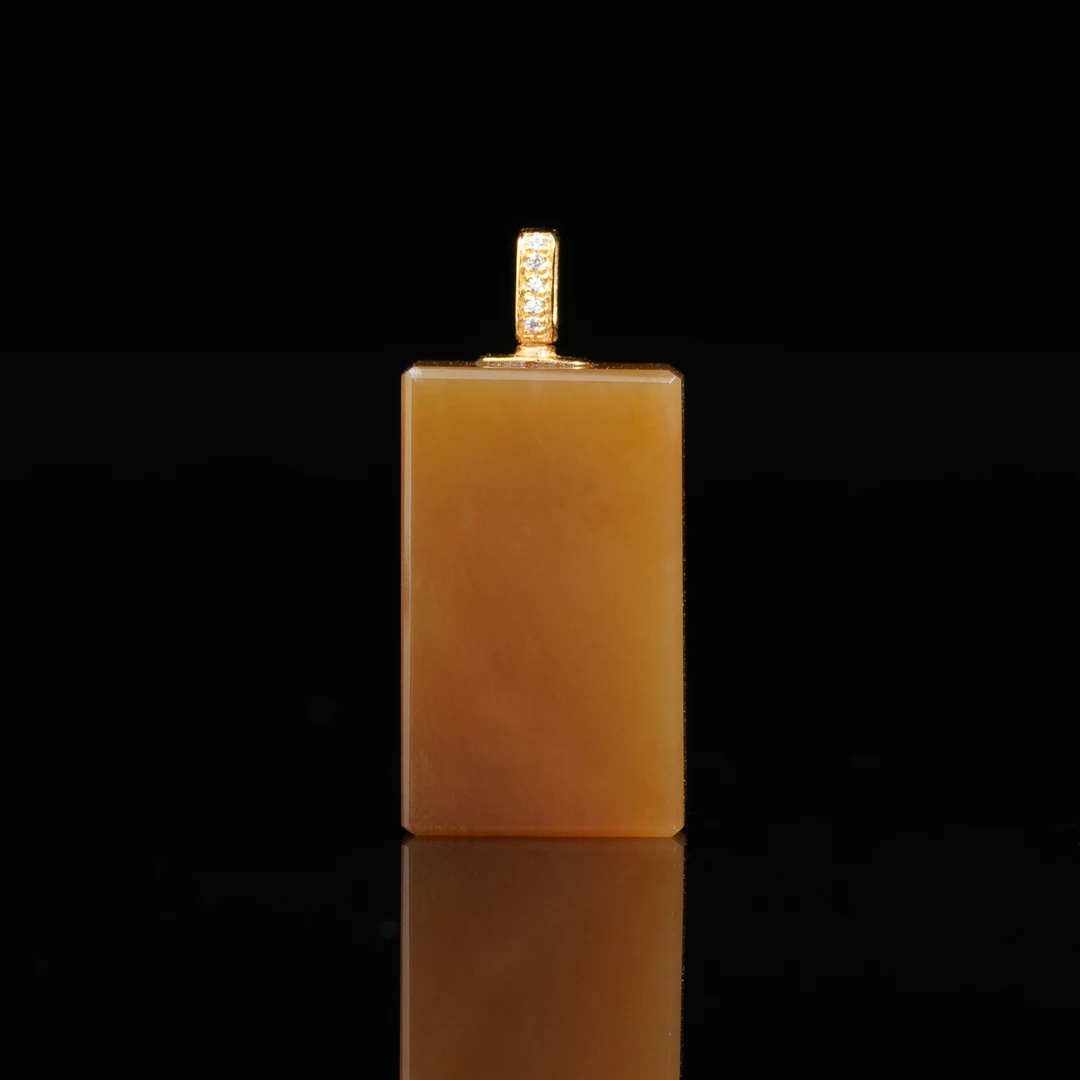 【鹿鸣】秋禾 | 18k金色标级糖料小方牌 不含链 20*12*6mm   G99