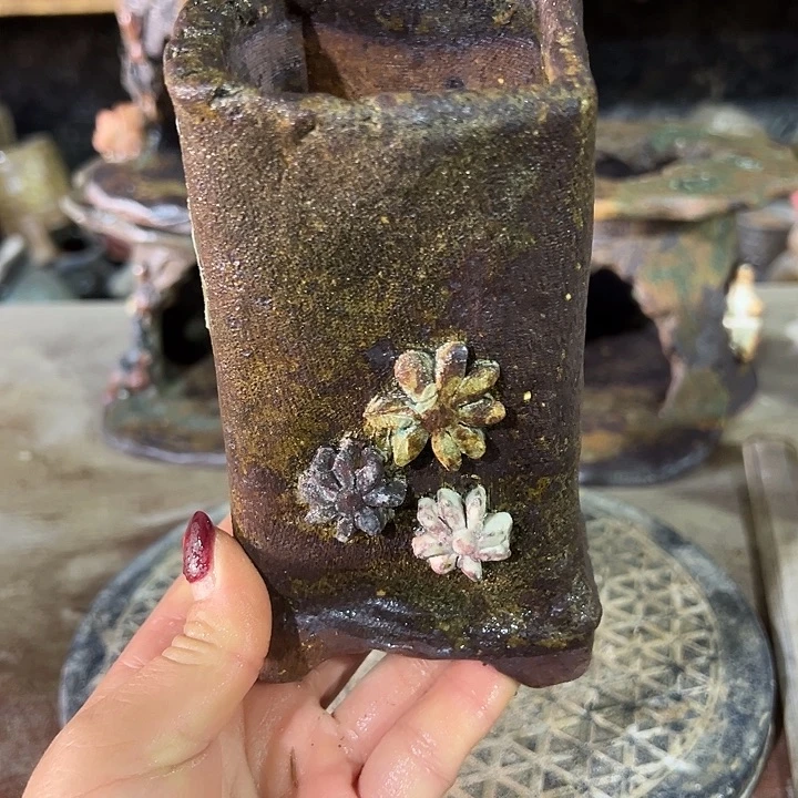 福利手工粗陶高温花器
