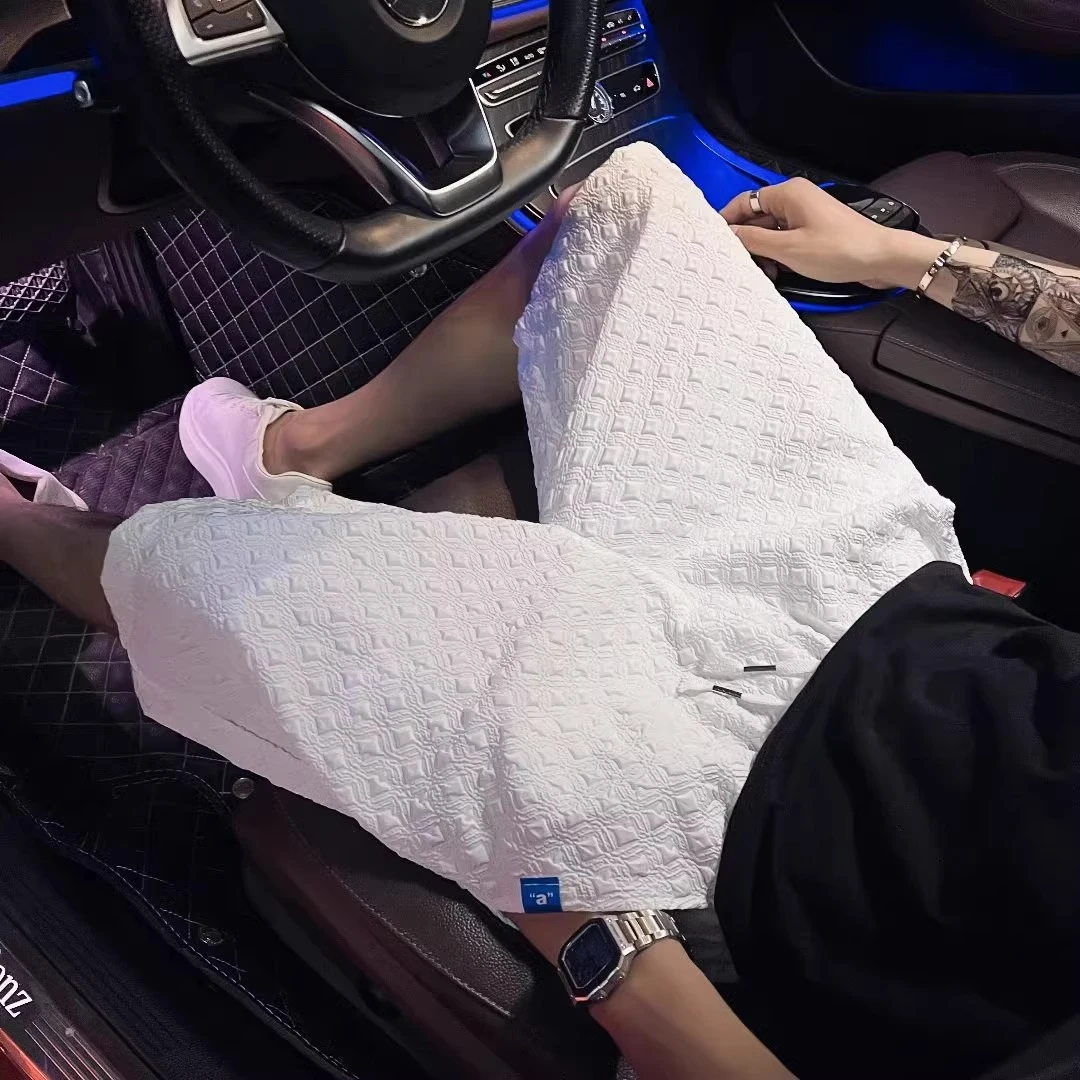 仓石一树网红休闲短裤男夏季新款直筒提花痞帅潮牌百搭五分裤子男