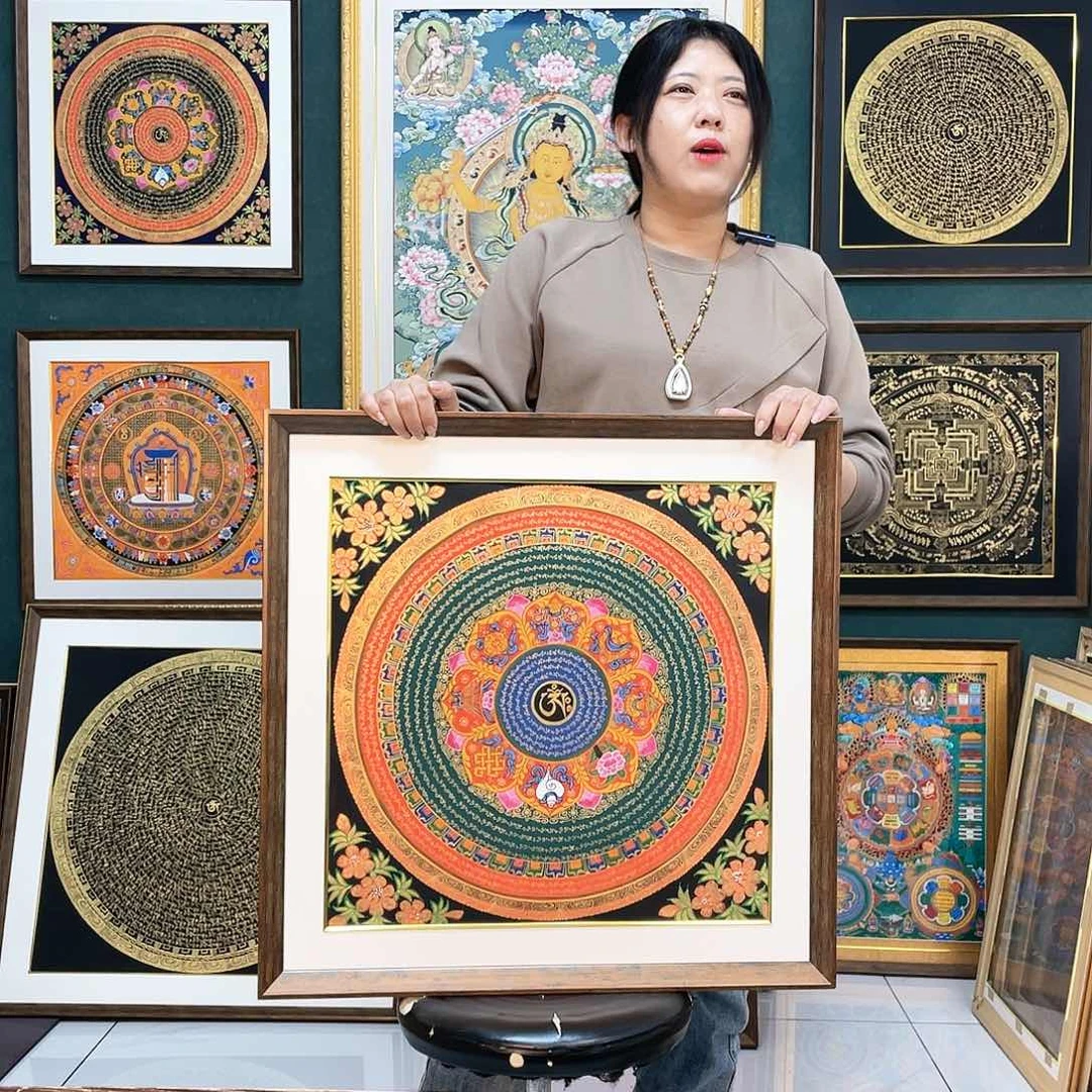 装裱画手绘六字带框63厘米