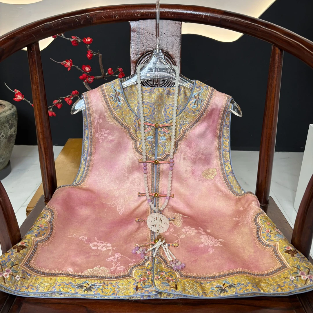 【粉黛花影】非遗宋锦两穿马甲减龄贵气百搭气质女装QS106