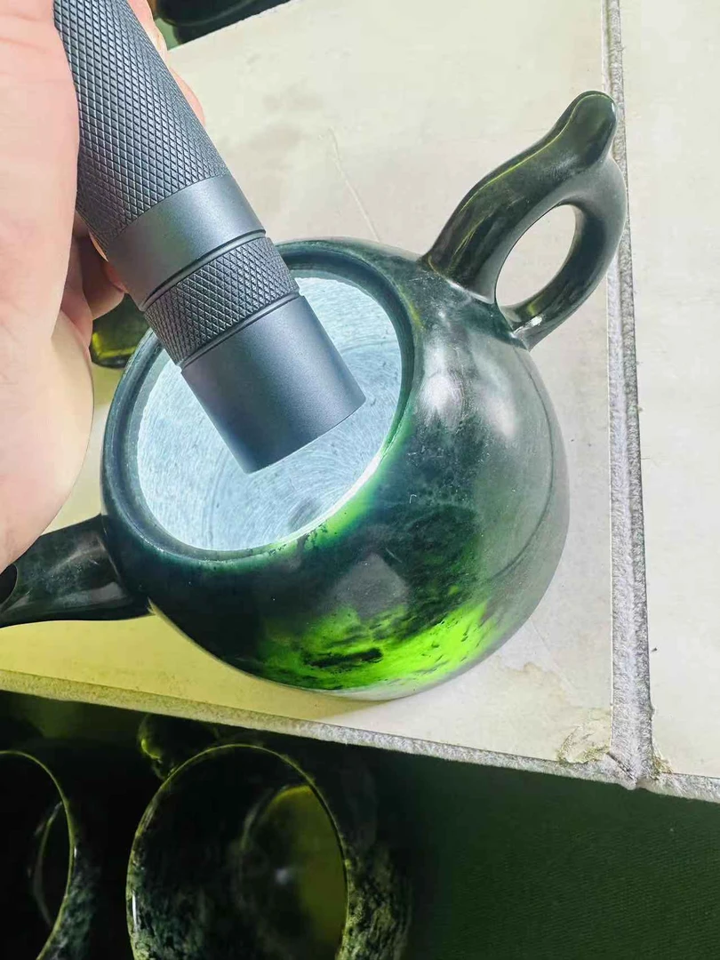 西藏藏玉药王石平底壶手工