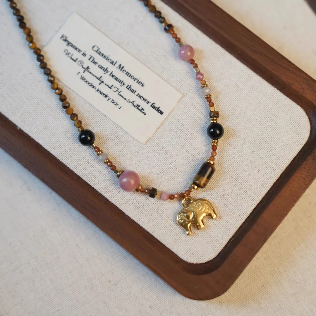 钛钢项链 小象手工古法复古