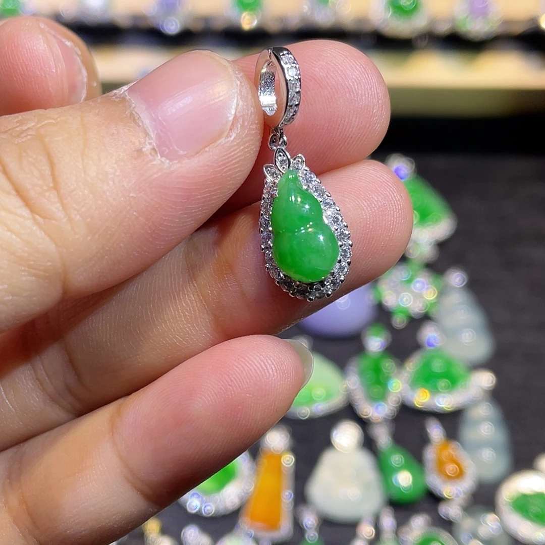 翡翠银S925镶嵌吊坠(不含链)