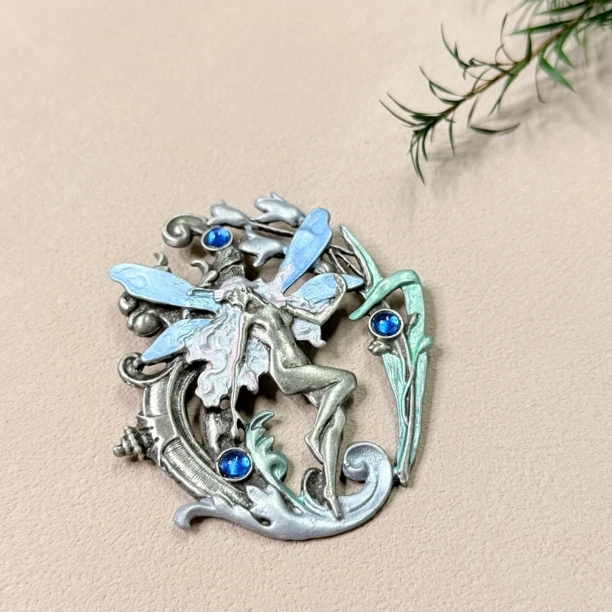铜合金珐琅胸针 【六六中古】孤品复古胸针ty1013