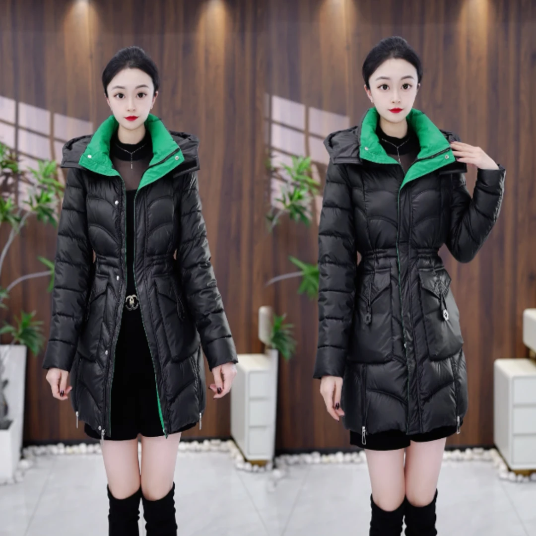 冬季新款 时尚气质 修身加厚保暖女士连帽棉服