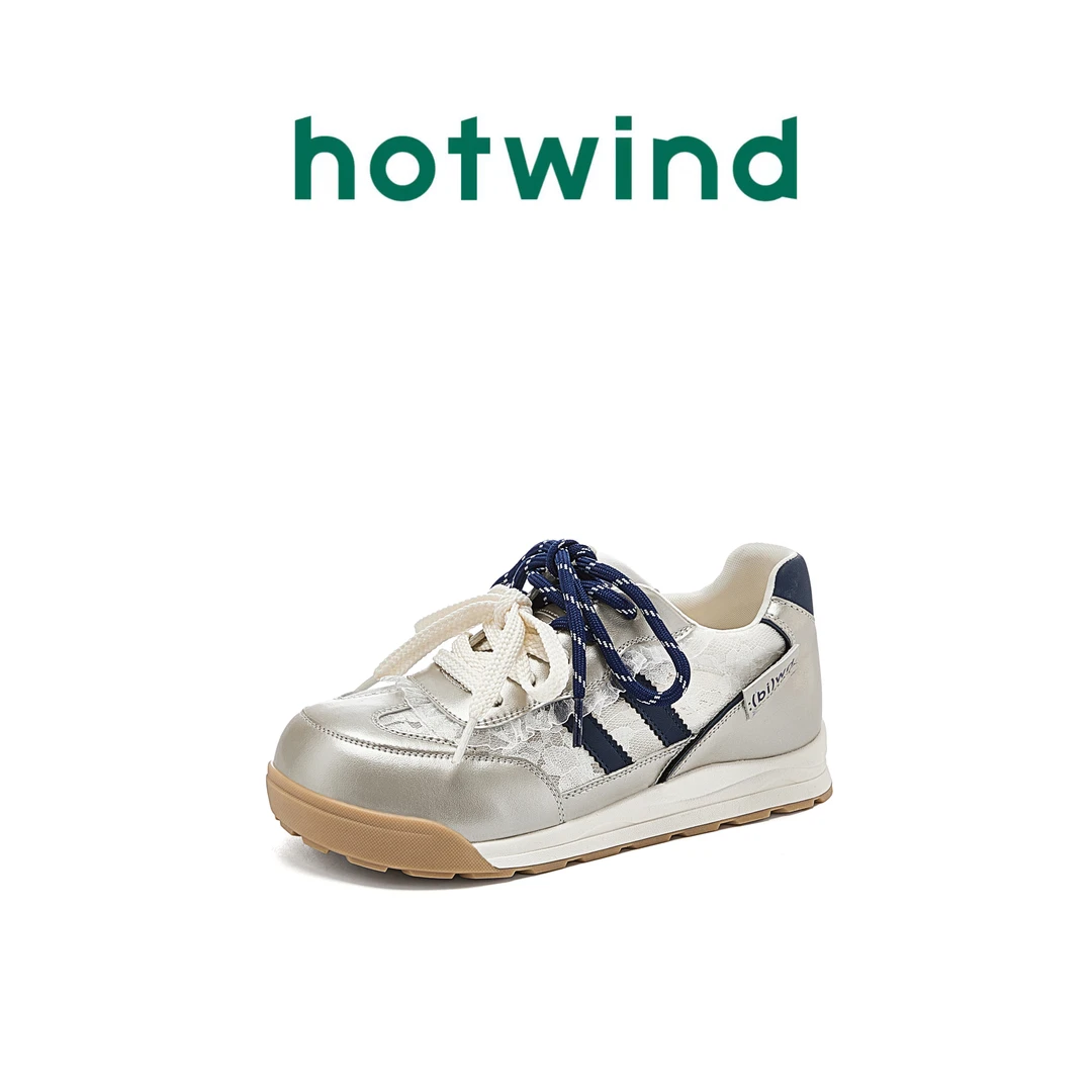 热风2025新款韩版时尚百搭圆头平底德训鞋女舒适软底板鞋鞋子