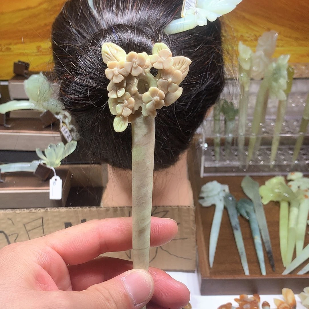 蛇纹石玉合金发饰