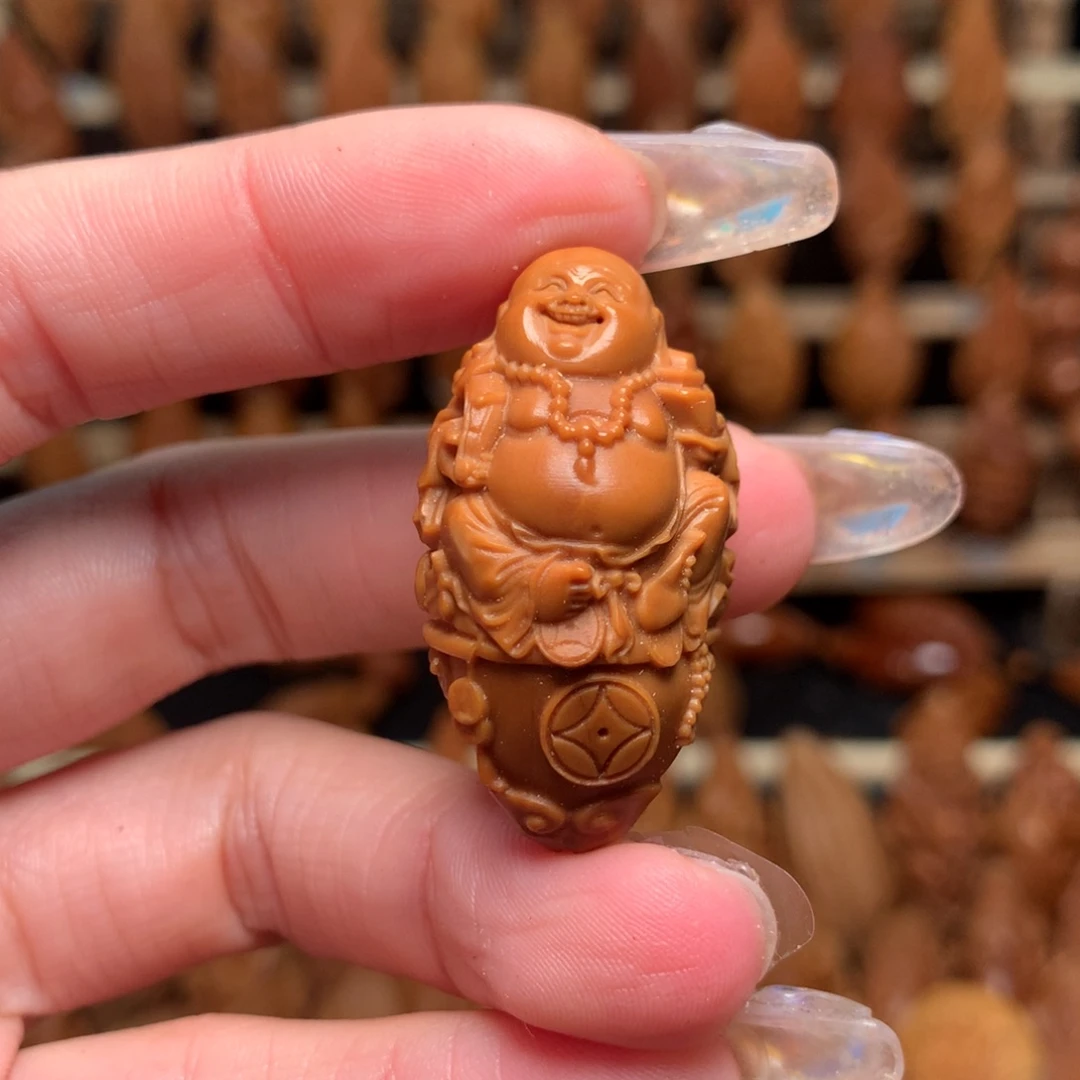把件橄榄核聚宝盆弥勒