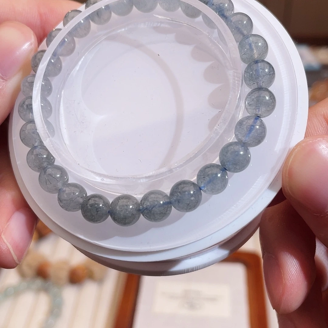 未镶嵌水晶手链蓝钢丝兔毛7m