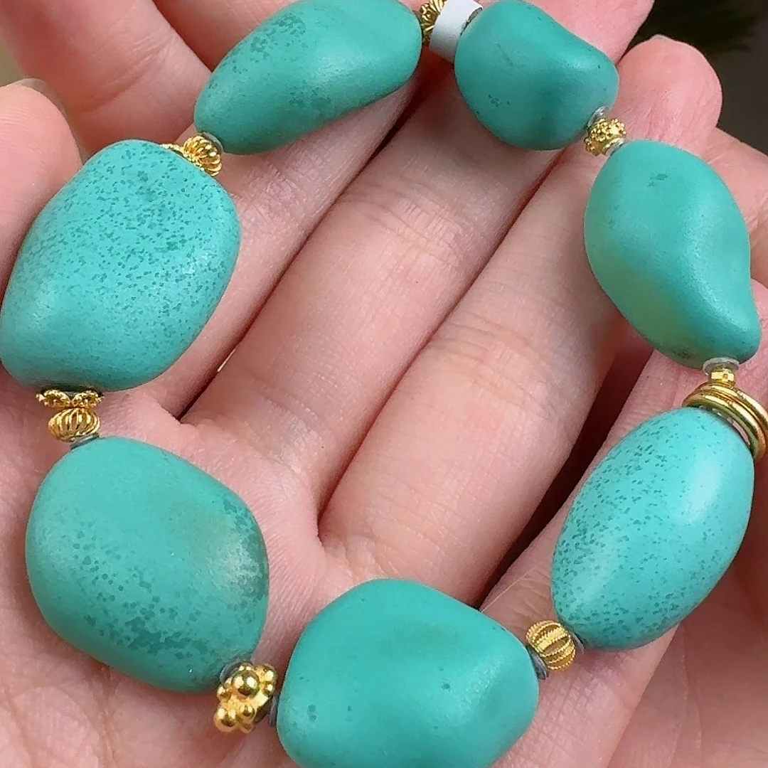 绿松石珠宝奇石18K金镶嵌
