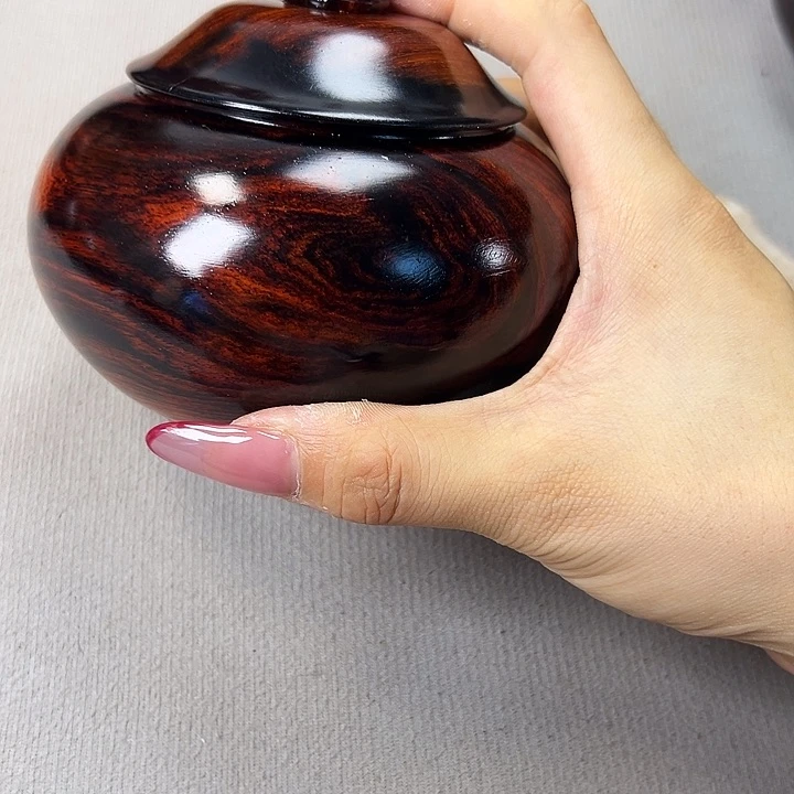 木质秋**耳老挝大红酸枝罐子一个