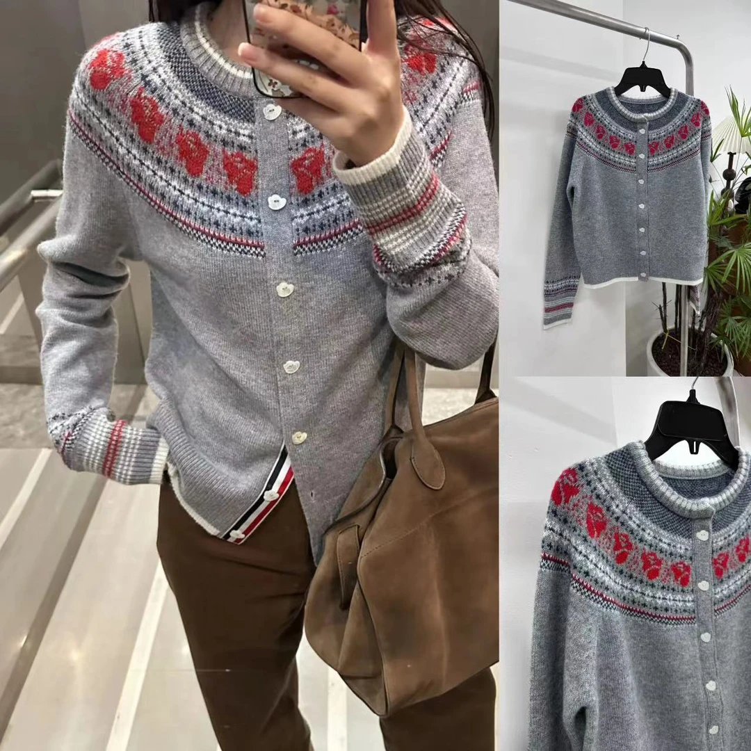 【看我的费尔岛】贸易公司订单提花毛衣小香风针织时尚圆领套头