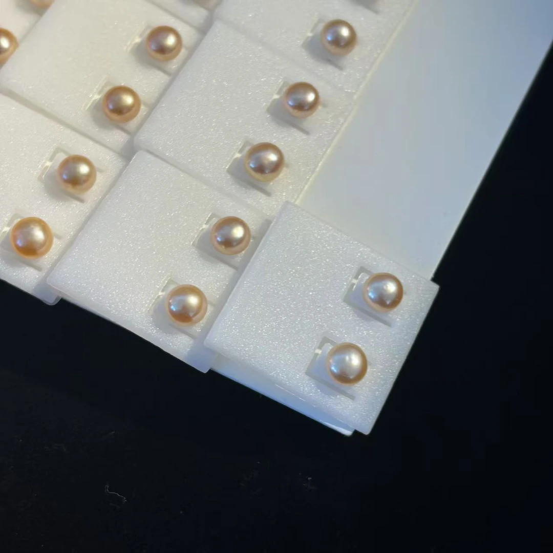 S925淡水珍珠橙调耳钉6mm*（多样性发一件）