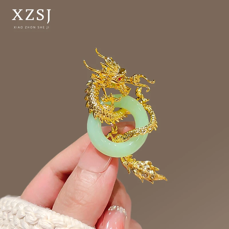 铜胸针 国风饰品古风复古国潮西装别针小众中式感生肖龙配饰