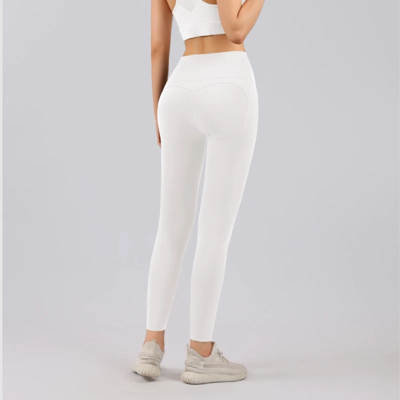 白色裸感瑜伽长裤无尴尬线高腰提臀运动蜜桃臀无痕高弹速干瑜伽裤