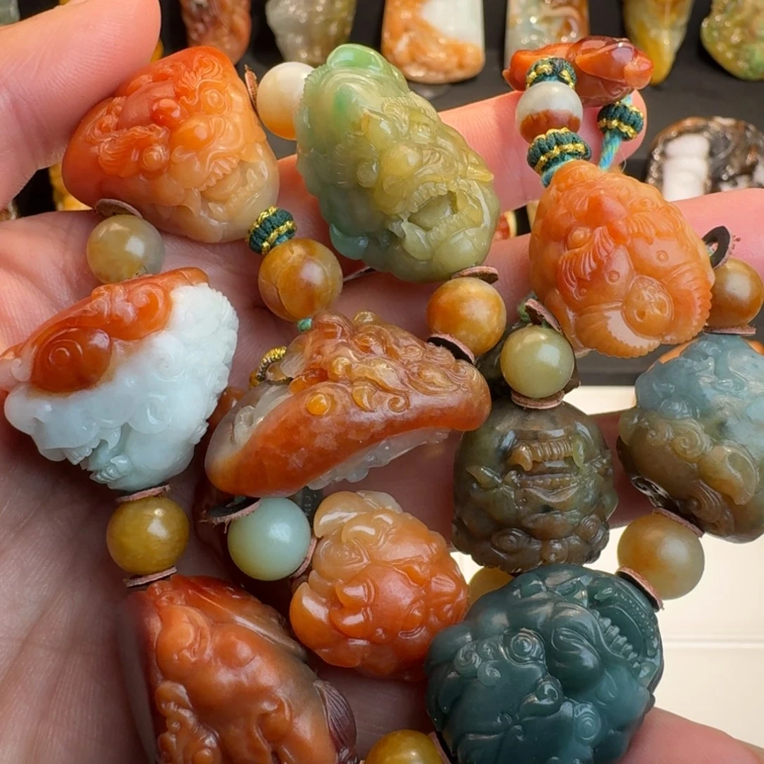 凯***件翡翠散珠翡翠手持