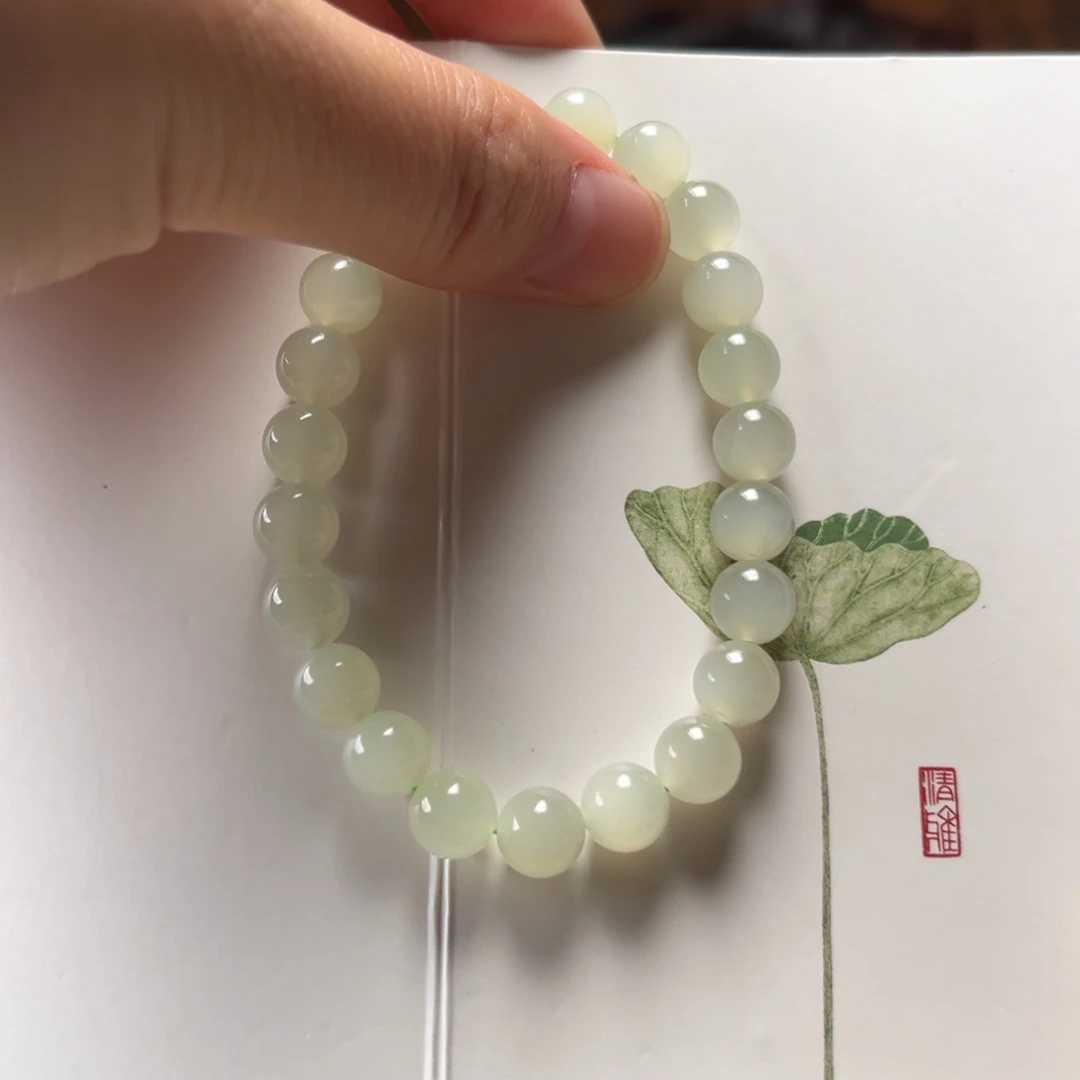 手串未镶嵌和田玉晴水猫8mm350