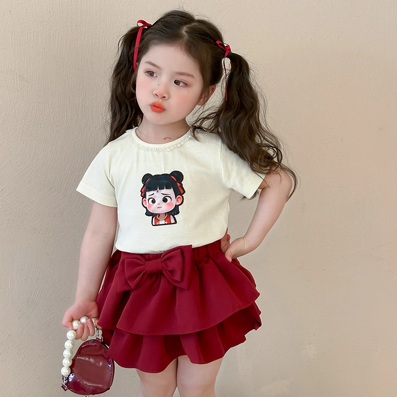 女童百褶裙套装2025新款夏季女孩韩版洋气时髦裙子两件套女宝夏装