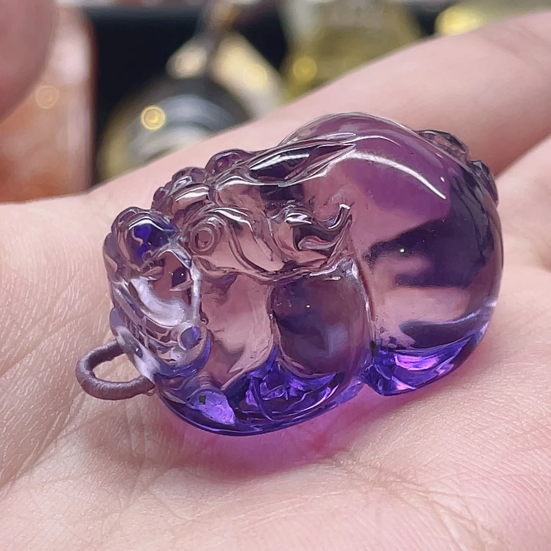 水晶紫水晶貔貅未镶嵌琪**窝