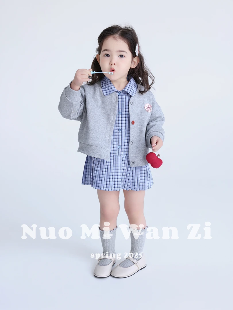 丸子十【现货】儿童韩系百搭自然棉刺绣休闲外套（春款）WZJ-22031