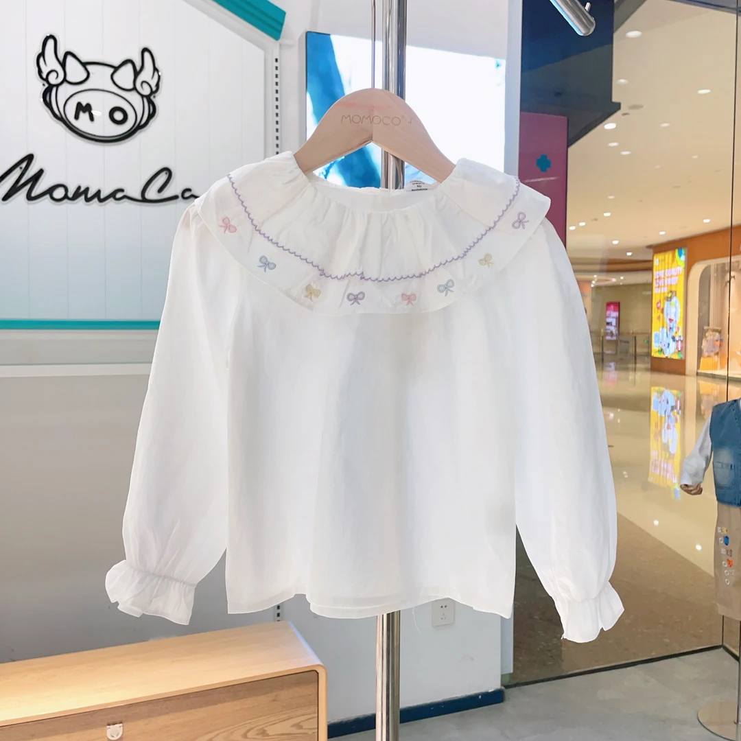 MOMOCO女童2025春季新款甜美翻领娃娃衫77580236001
