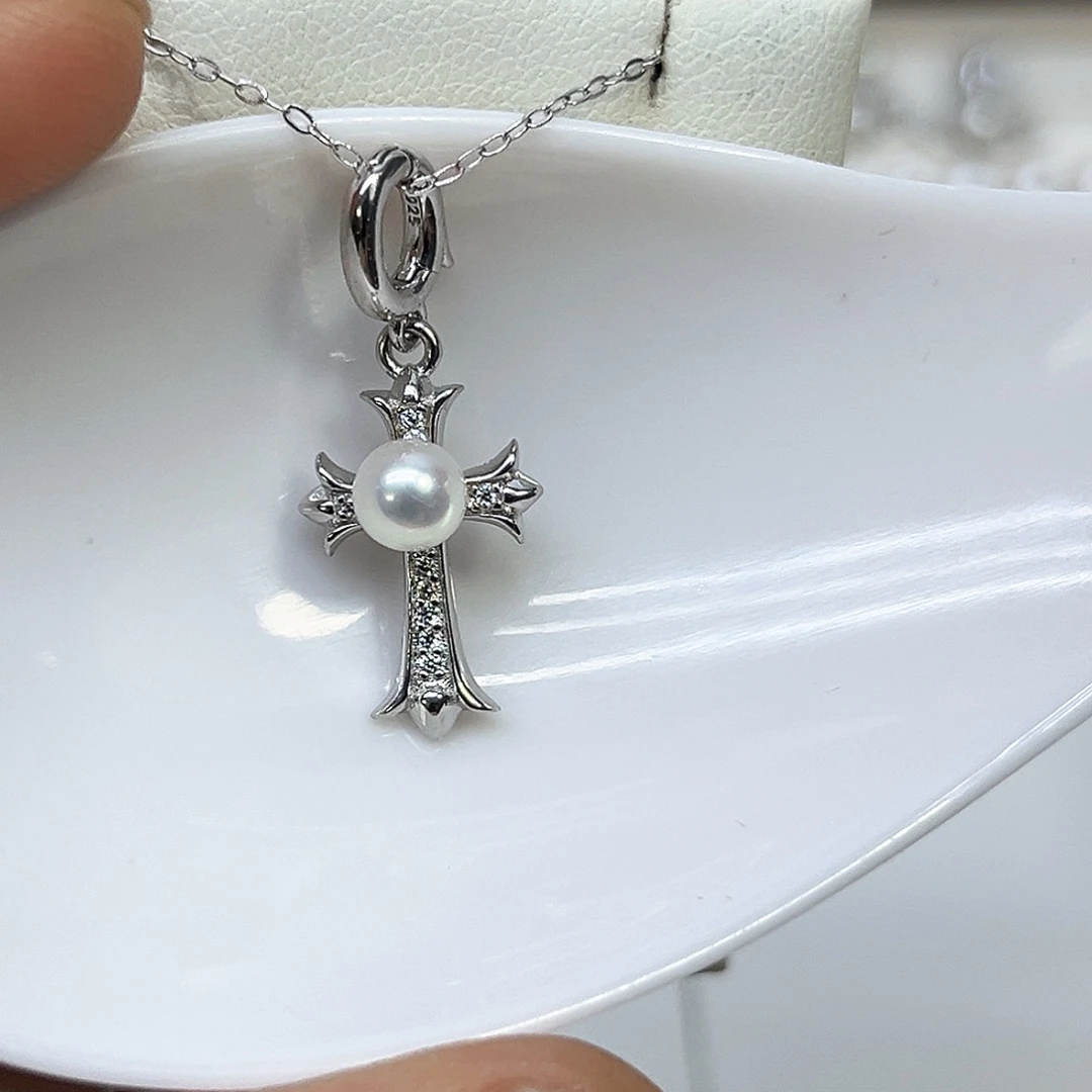 淡水珍珠银S925镶嵌颈饰