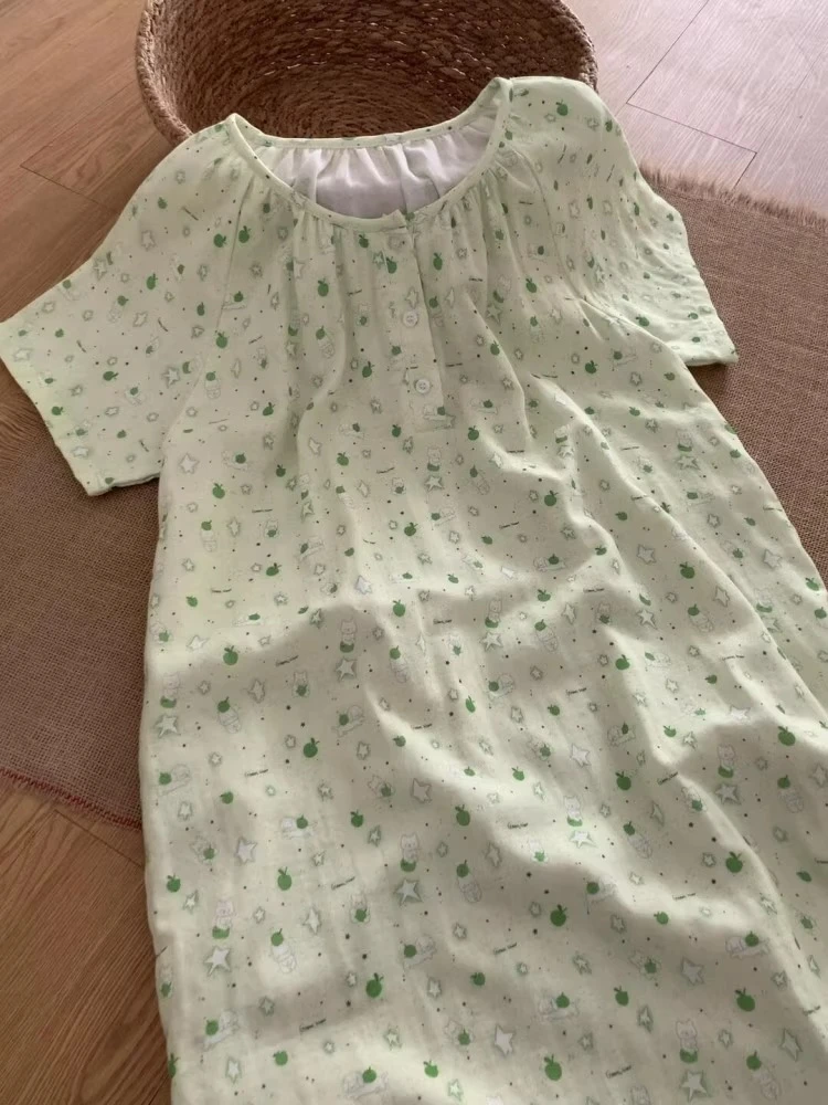 【DMXJ大梦想家】甜美卡通印花短袖睡裙女款夏季新款宽松睡衣家居服
