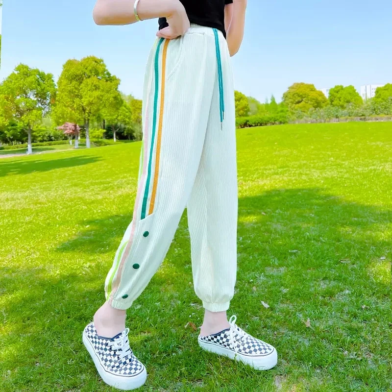 梦特娇女童防蚊裤2025夏季新款休闲裤宽松束脚九分裤D35宽松