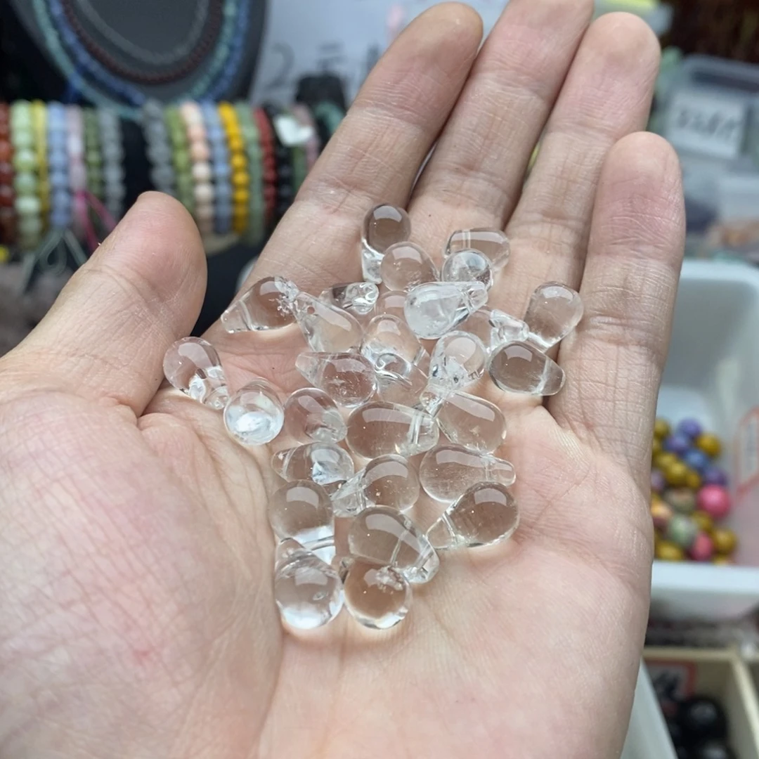 玛瑙/玉髓未镶嵌珠宝半成品九个天然白水晶水滴Q448