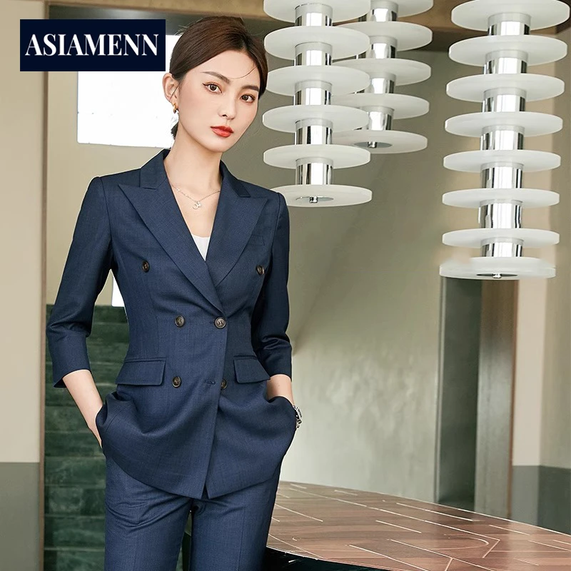 总裁高端西装套装女士春夏七分袖女装西服职业装职场通勤正装