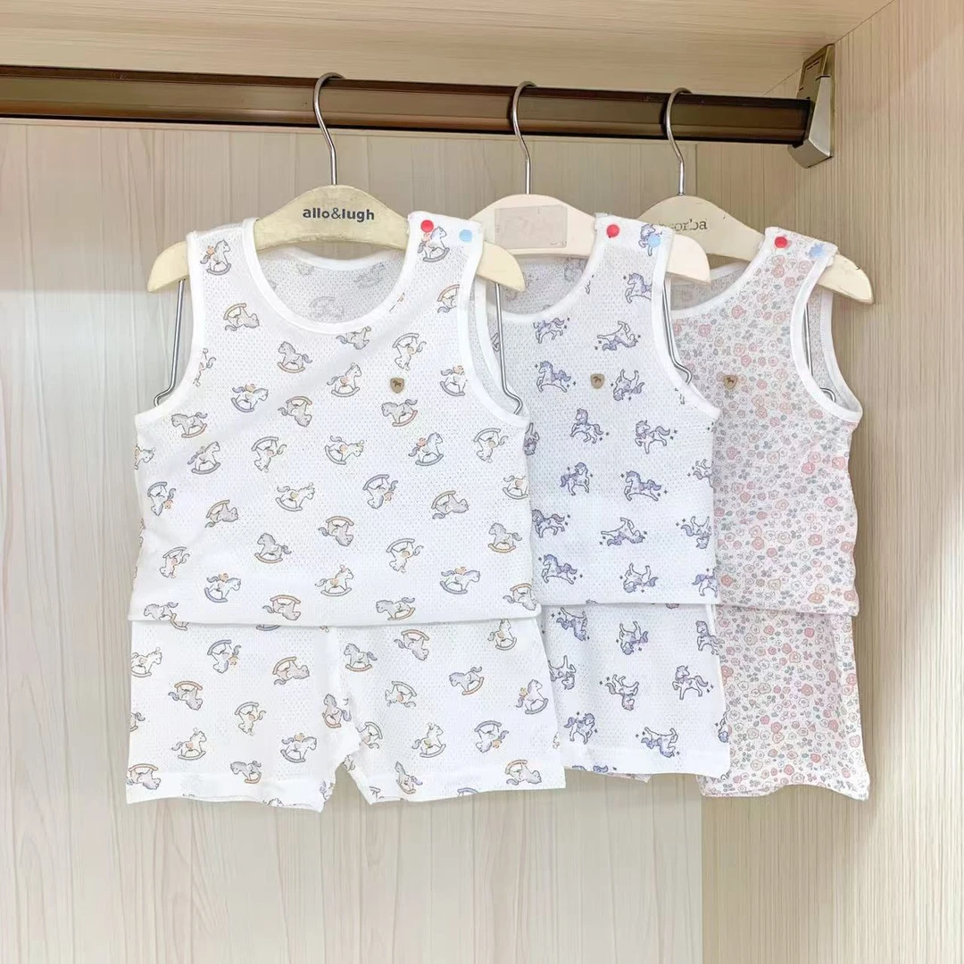 067-韩国男女童夏季网眼舒适家居服桃子4201