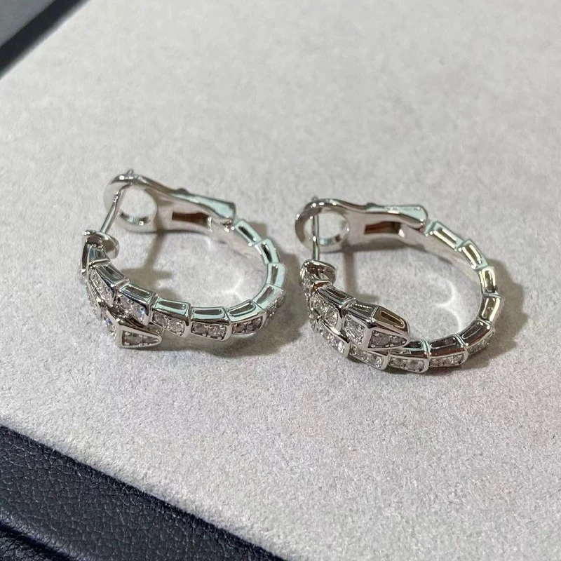 铜合金合成锆石耳饰 K0329轻奢高级小众设计拉丝蛇形耳圈