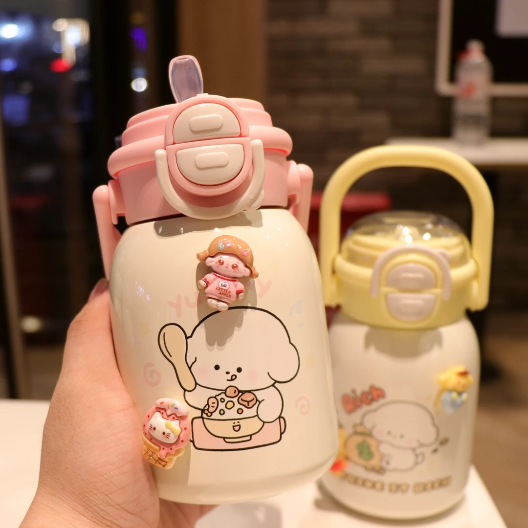 吸管水杯保温杯女高颜值2025新款316不锈钢便携学生儿童可爱杯子