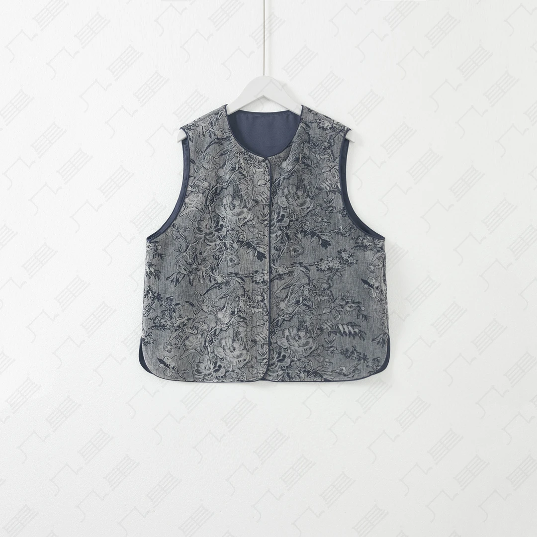 几里与麻 国风气质复古提花马夹 衣长59 胸围114 2062348