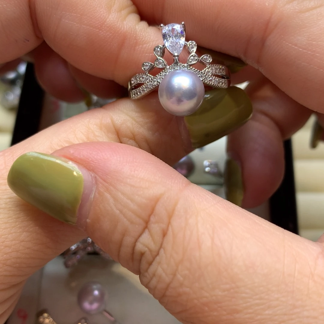 银S925镶嵌戒指海水珍珠