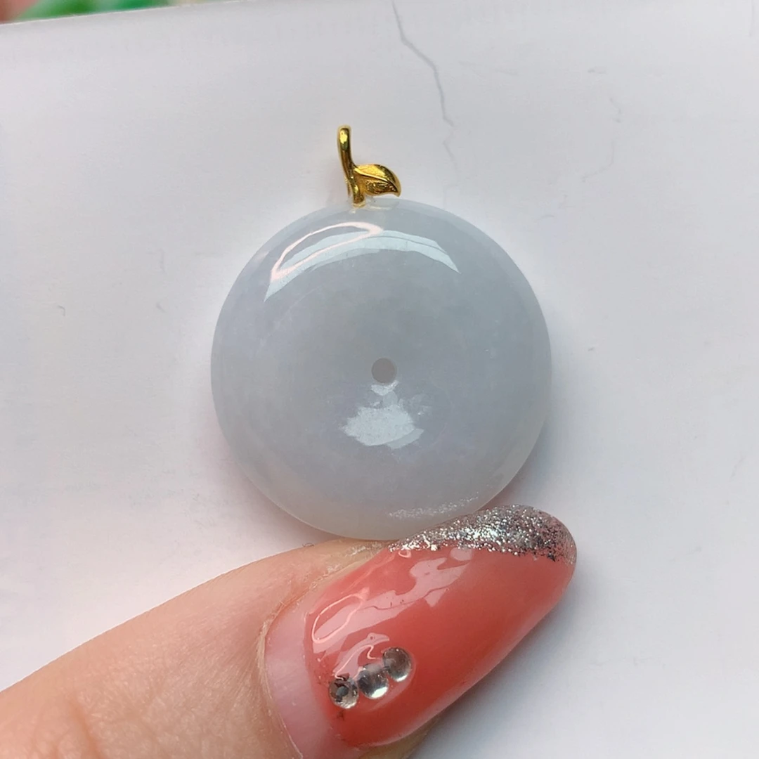 【闪购商品】翡翠颈饰18K金镶嵌平安扣5