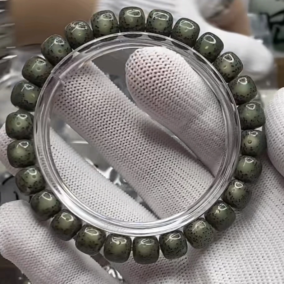 191 石玉料绿幽灵星月菩提手串 9×8mm