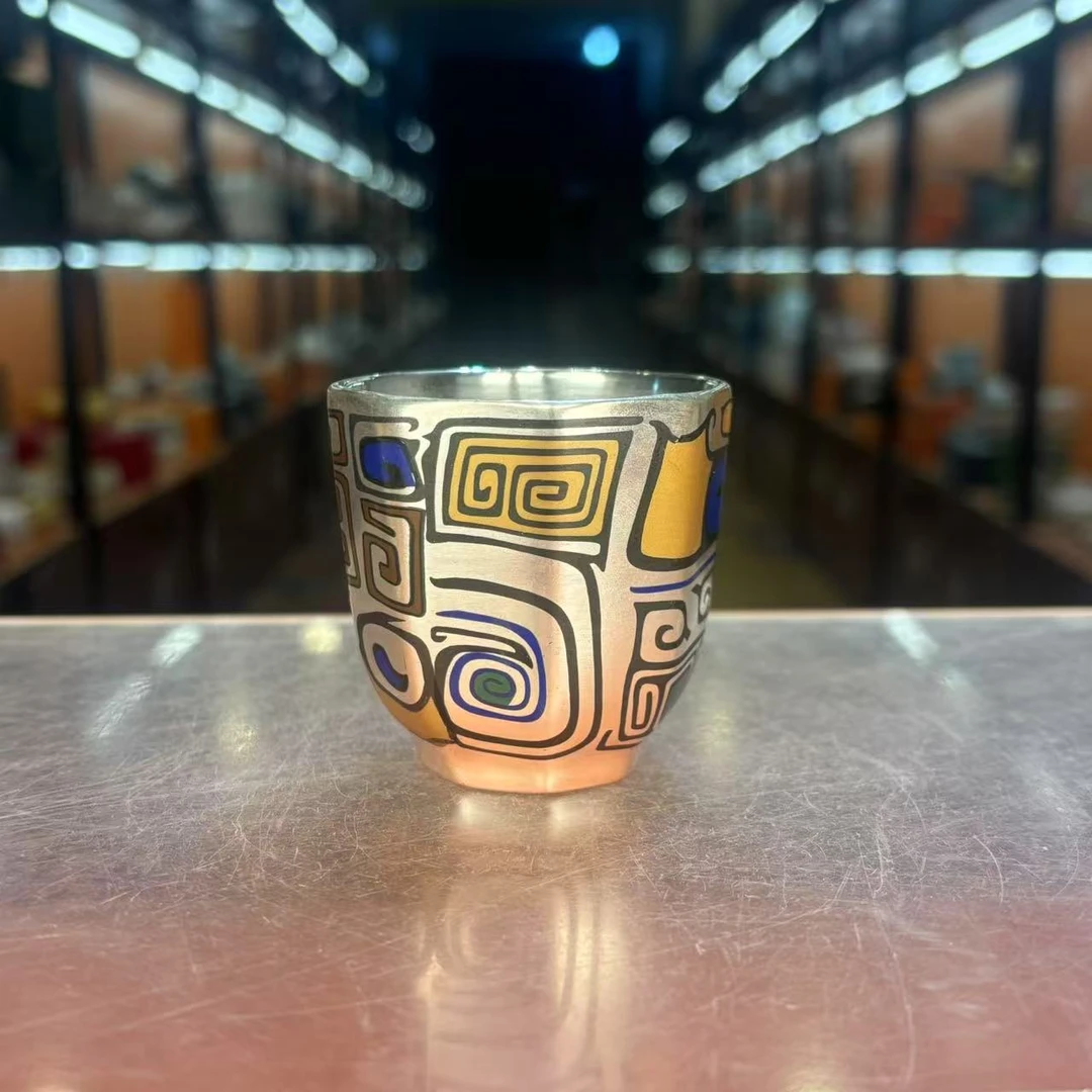 饕鬄瓷胎包银缸杯主人杯品茗杯-5256