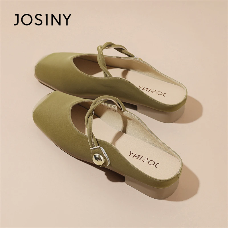 卓诗尼配裙子单鞋女2025新款春季外穿穆勒包头一脚蹬玛丽珍半拖鞋