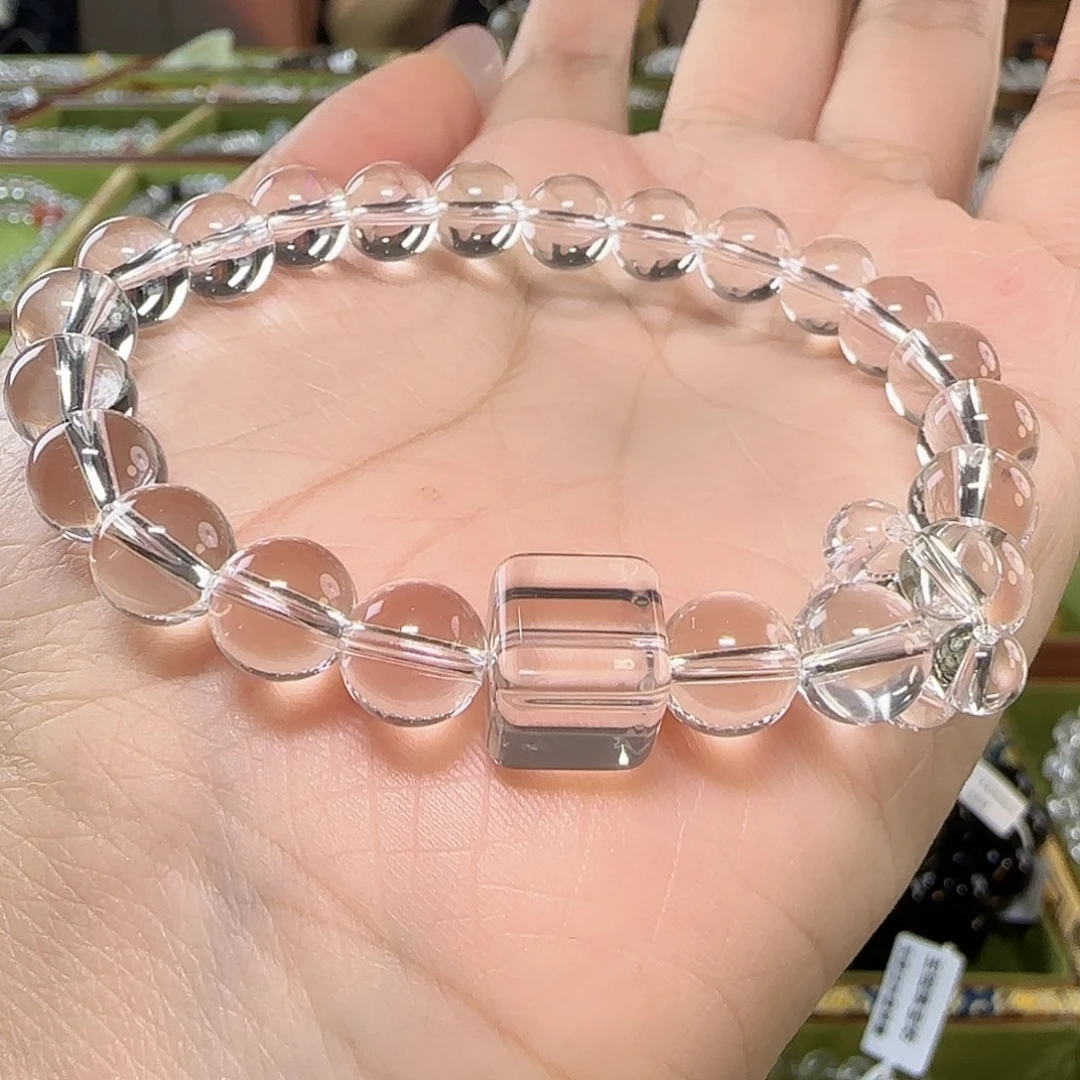 L***星未镶嵌水晶手链天然白水晶全净体单圈