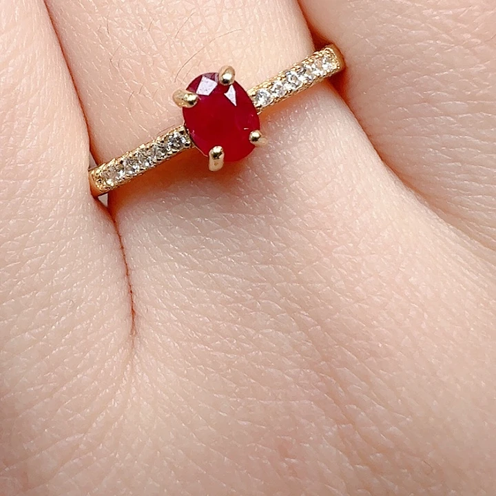 红宝石戒指银S925镶嵌